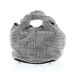 Large Slouchy Rhinestone Bag Removable, Jewelry-Quality Silver Crossbody Chain